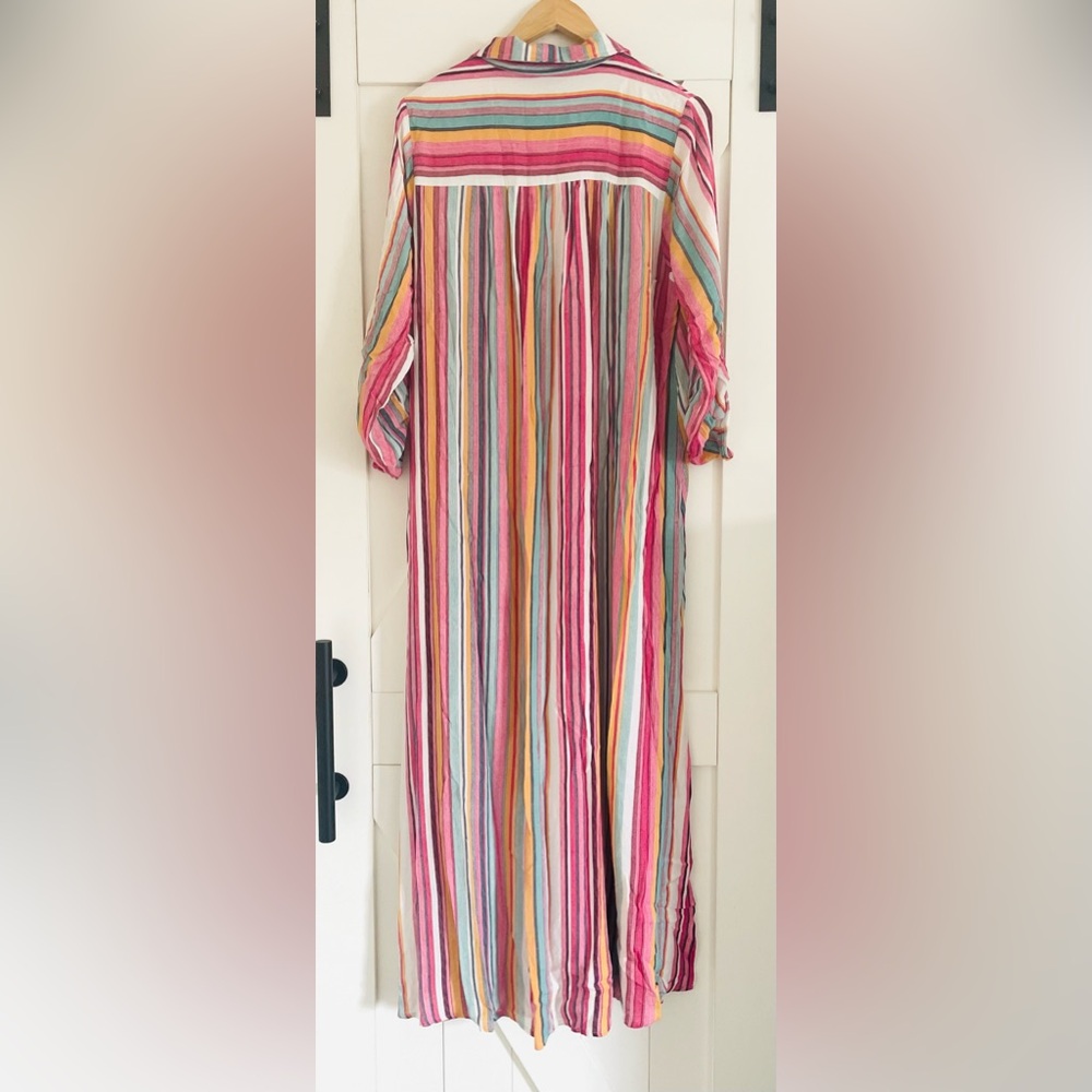 Andree by Unit Boho Embroidered Candy Striped Maxi Dress Duster - Picture 4 of 9